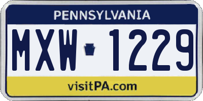 PA license plate MXW1229