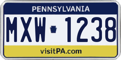PA license plate MXW1238