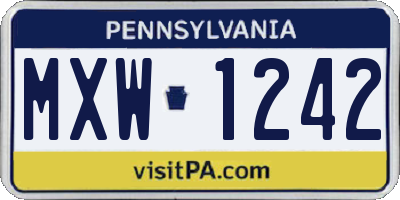 PA license plate MXW1242