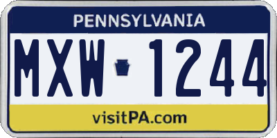 PA license plate MXW1244