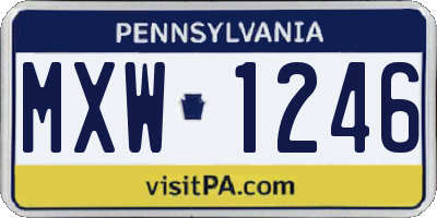 PA license plate MXW1246