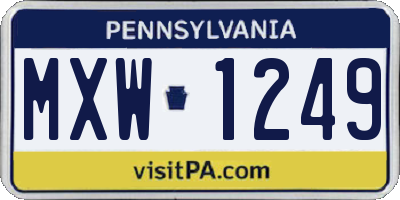 PA license plate MXW1249
