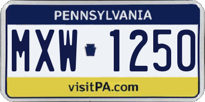 PA license plate MXW1250