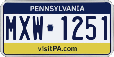 PA license plate MXW1251