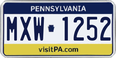 PA license plate MXW1252
