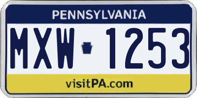 PA license plate MXW1253