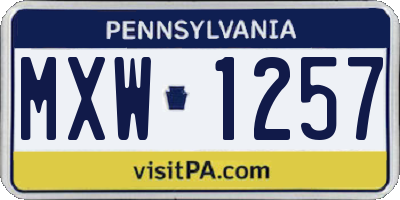PA license plate MXW1257