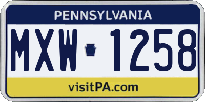PA license plate MXW1258