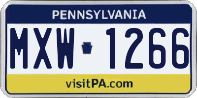 PA license plate MXW1266