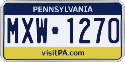 PA license plate MXW1270