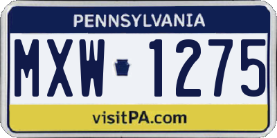 PA license plate MXW1275