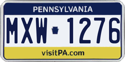 PA license plate MXW1276