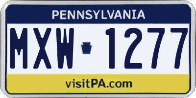 PA license plate MXW1277