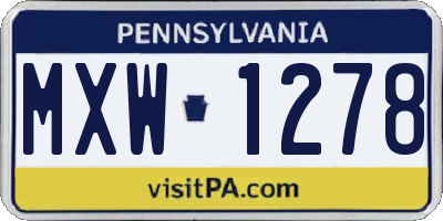 PA license plate MXW1278