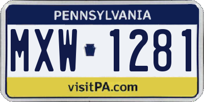 PA license plate MXW1281