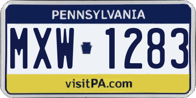 PA license plate MXW1283