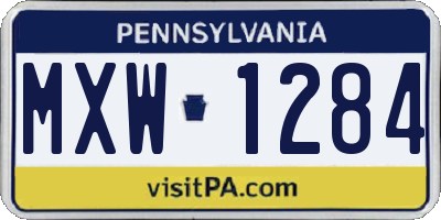 PA license plate MXW1284