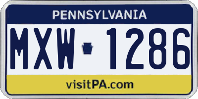 PA license plate MXW1286