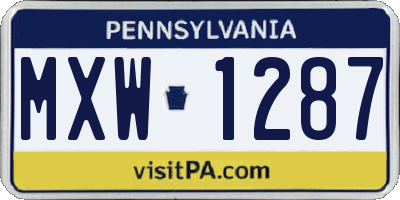PA license plate MXW1287