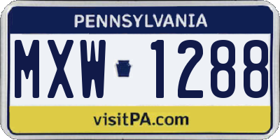 PA license plate MXW1288