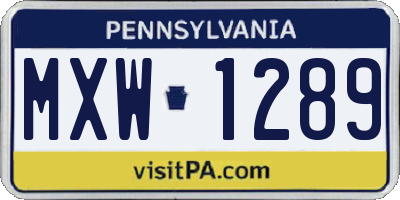 PA license plate MXW1289