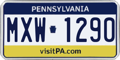 PA license plate MXW1290