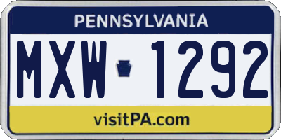 PA license plate MXW1292