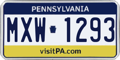 PA license plate MXW1293