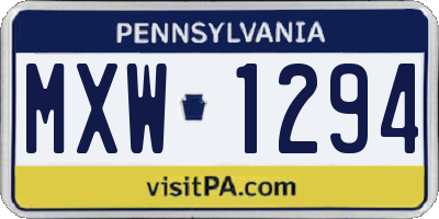 PA license plate MXW1294