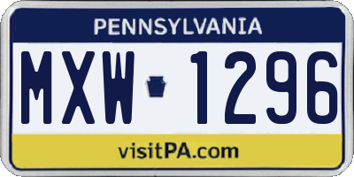 PA license plate MXW1296