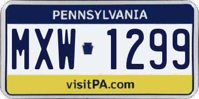 PA license plate MXW1299