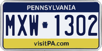PA license plate MXW1302