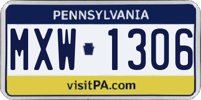 PA license plate MXW1306
