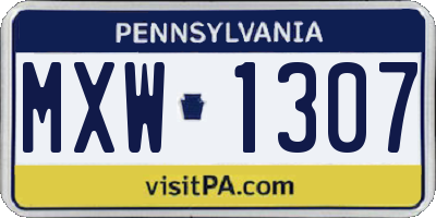 PA license plate MXW1307