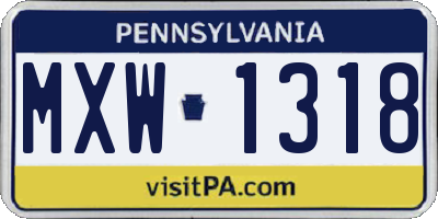 PA license plate MXW1318