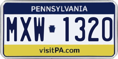 PA license plate MXW1320