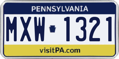 PA license plate MXW1321