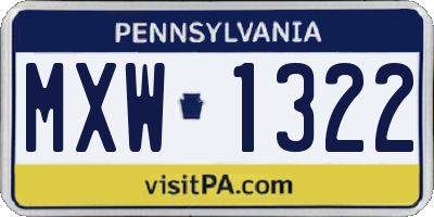 PA license plate MXW1322