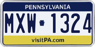 PA license plate MXW1324