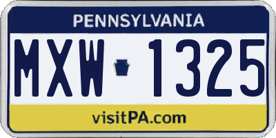 PA license plate MXW1325