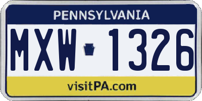 PA license plate MXW1326
