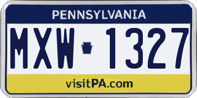 PA license plate MXW1327