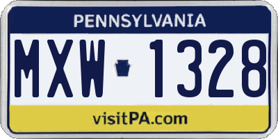 PA license plate MXW1328