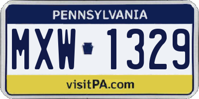 PA license plate MXW1329