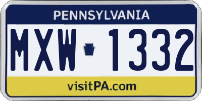 PA license plate MXW1332