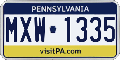 PA license plate MXW1335