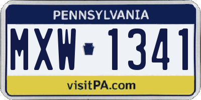 PA license plate MXW1341