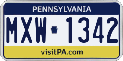 PA license plate MXW1342