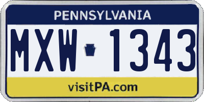PA license plate MXW1343