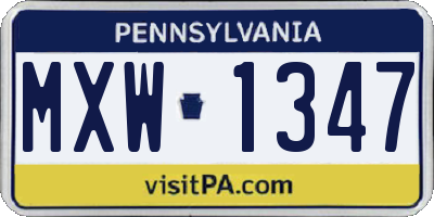 PA license plate MXW1347